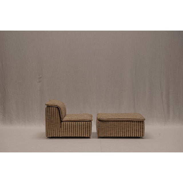 Set of Striped Easy Chair and Ottoman, 1970s For Sale - Image 6 of 18