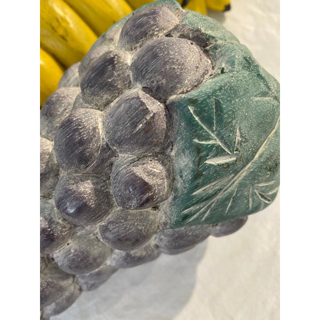 1980s Arts and Crafts Carved Wood Bananas and Grapes - 2 Pieces For Sale - Image 12 of 13