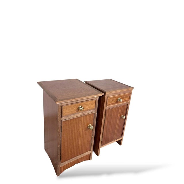 Brown Vintage Bedside Cabinets in Wood, Set of 2 For Sale - Image 8 of 11