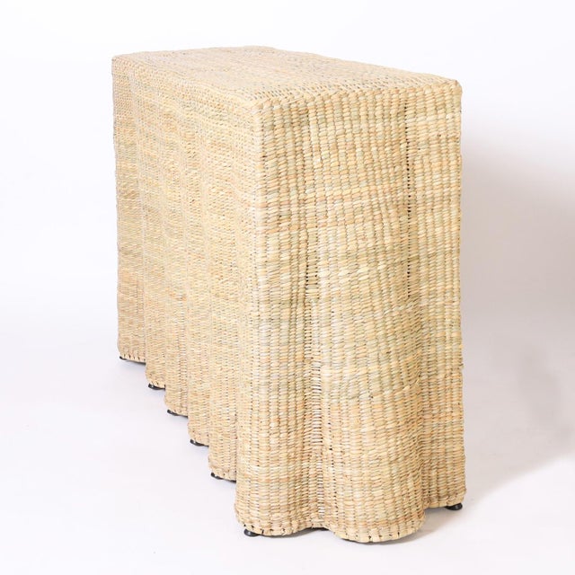 Drapery Flat Back Woven Console For Sale - Image 4 of 8