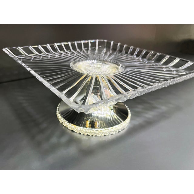 Metal Handmade Brass Cake Stand with Etched Glass Top For Sale - Image 7 of 9