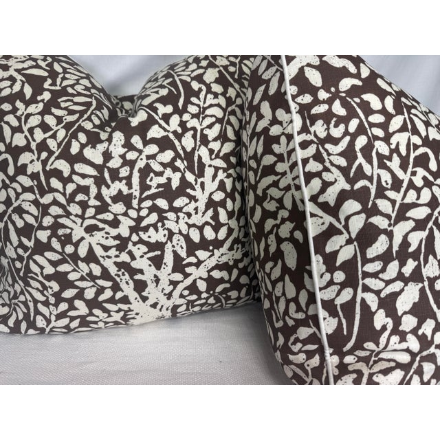 Transitional Quadrille China Seas "Arbre De Mattise Reverse" in Brown on Tint 22" Pillows-a Pair For Sale - Image 3 of 3
