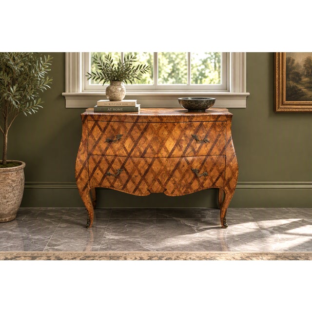 Fresh from a New York estate, we have a pleasure to offer you this gorgeous Vintage 20th Century Olivewood & Walnut...