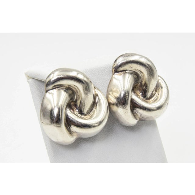 Modern Mexican Sterling Silver Knot Clip-on Earrings - 2 Pieces For Sale - Image 3 of 9