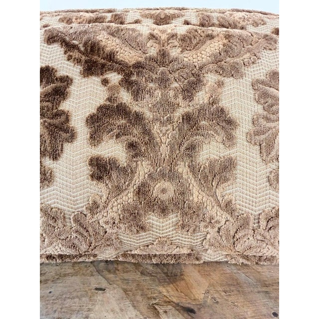 Pair of Cut Velvet Lumbar Pillows, Taupe-Brown Damask, Antique Style For Sale In Los Angeles - Image 6 of 10