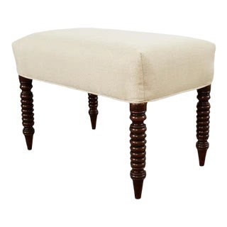 Walnut Footstool or Ottoman With Bobbin Turned Spool Legs For Sale
