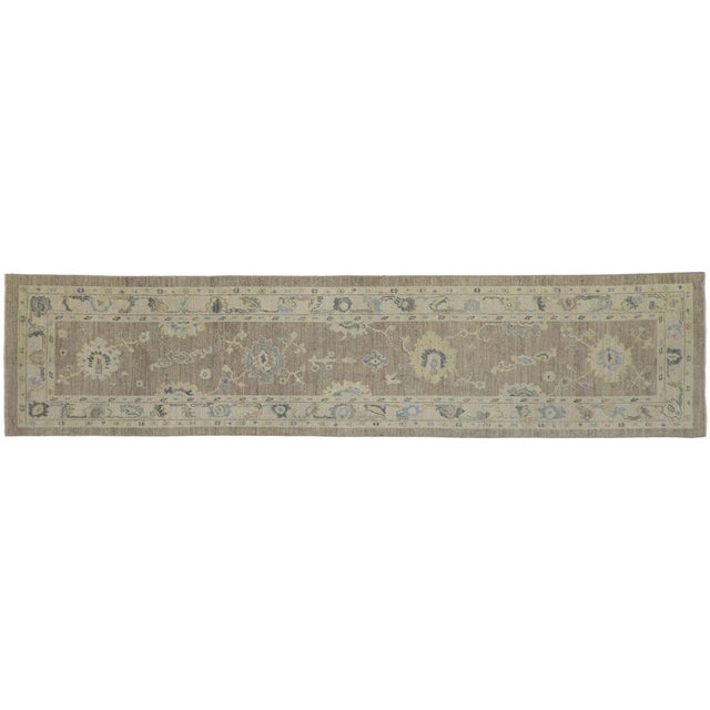 Contemporary Turkish Oushak Hallway Runner With Transitional Style - 02'09 X 11'07 For Sale - Image 10 of 10