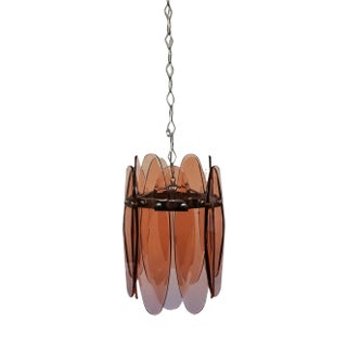 Mid-Century Modern Italian Ground Pink Glass Pendant Lamp from Veca For Sale