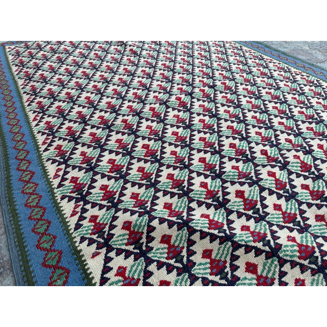 Vintage Flat Weave Tribal Senneh Kilim For Sale - Image 4 of 7