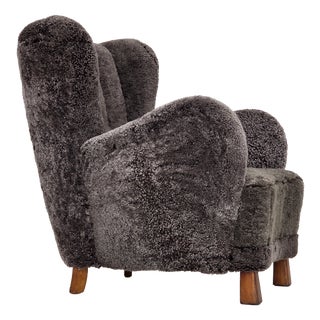 Vintage Danish Reupholstered Chair in Sheepskin, 1960s For Sale