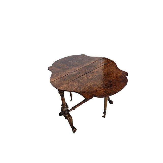 19th Century Victorian Burr Walnut Sutherland Drop-Leaf Table For Sale - Image 4 of 12