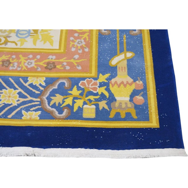 Art Deco Vintage Chinese Art Deco Hand Knotted Wool Rug, 10'8'' X 14'4'' For Sale - Image 3 of 6