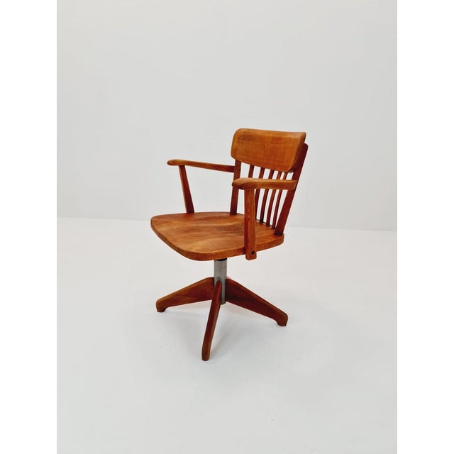 Wood Bauhaus Style Swivel Office Armchair in Wood from Stollgiroflex, 1960s For Sale - Image 7 of 11