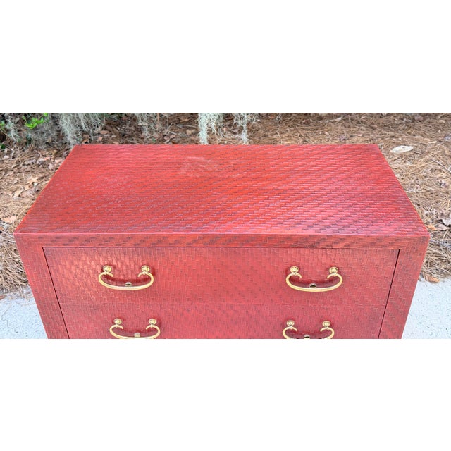 1980s Baker Furniture Asian Ming Style Grasscloth Chest For Sale In Savannah - Image 6 of 13