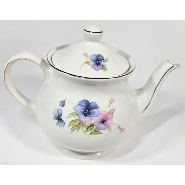 Late 20th Century Pastel Pansies Teapot For Sale - Image 10 of 12