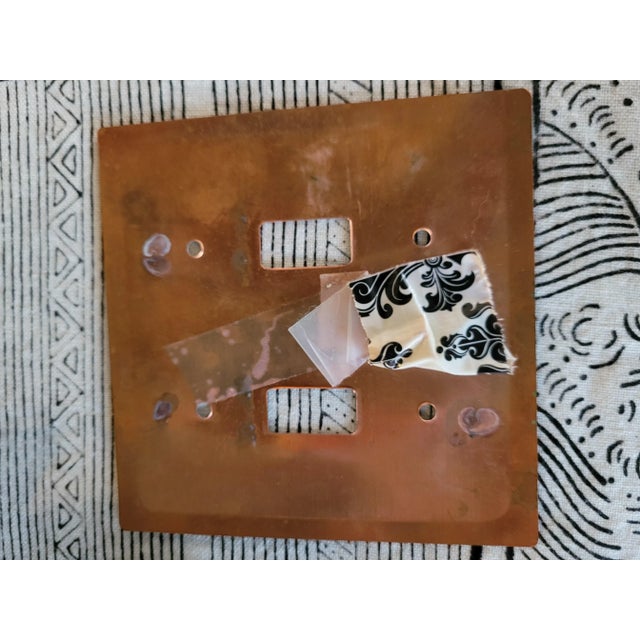 1990s 2 Hole Copper Switch Plate Cover Distressed Verdigrea For Sale - Image 4 of 5