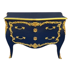 1990s Royal Navy Blue Dresser in Gold Leaf
