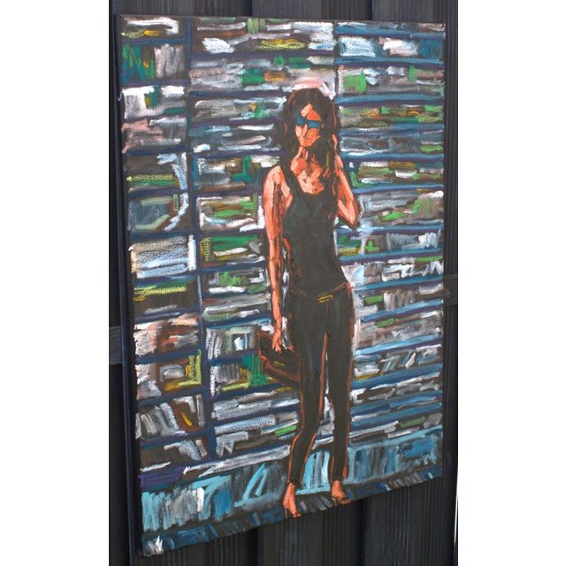 Black Natalia Vypritskaia, the Noise of the City, Oil on Canvas For Sale - Image 8 of 9