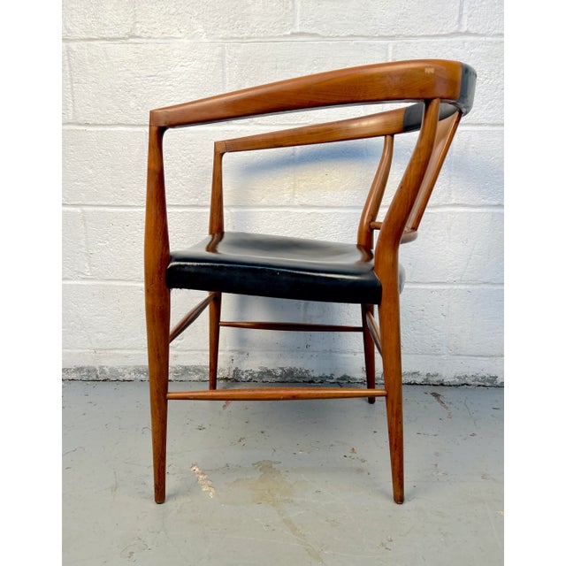 Mid-Century Modern Mid-Century Modern Teak and Black Leather Chair For Sale - Image 3 of 9