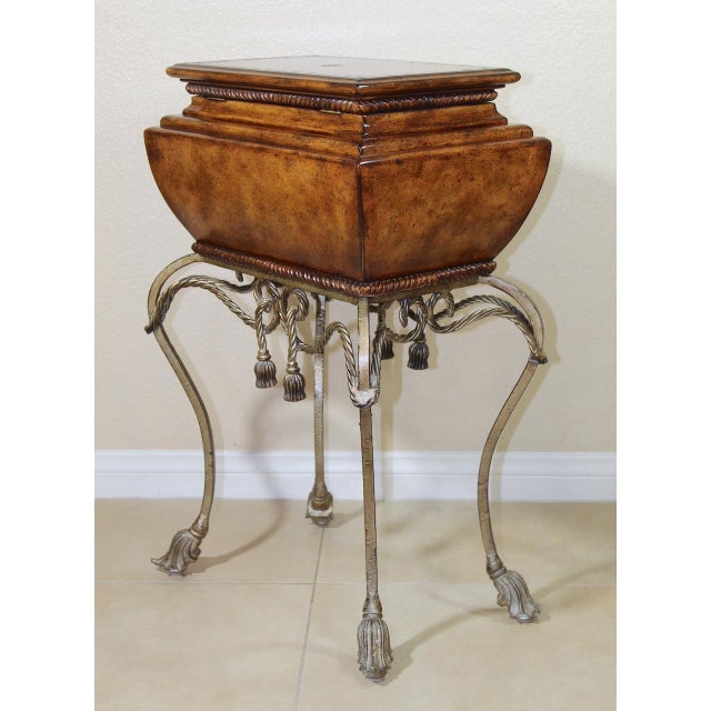 Textile 1980s Maitland Smith Vintage Gilt Steel Rope Vanity Table - French Style With Tassel End Legs and Lift-Top Storage For Sale - Image 7 of 12