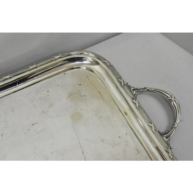 Antique Waring & Gillow English Edwardian LRG Silver Plated Serving Platter Tray For Sale In Philadelphia - Image 6 of 14