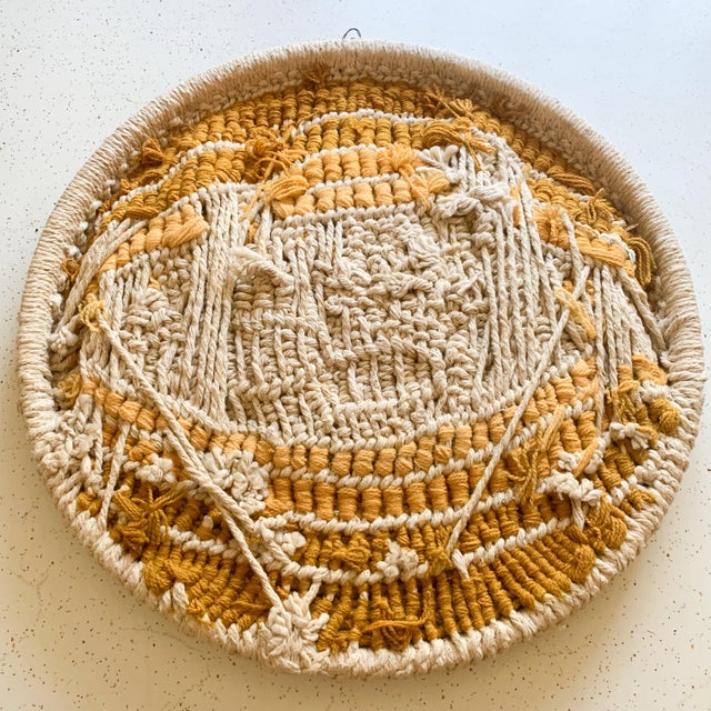 Textile Vintage Mid Century Modern Handmade Woven Wall Art Hanging For Sale - Image 7 of 7