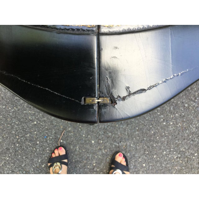 Black 19th C. Napoleon III Black Lacquered Table W/Leather Top For Sale - Image 8 of 11