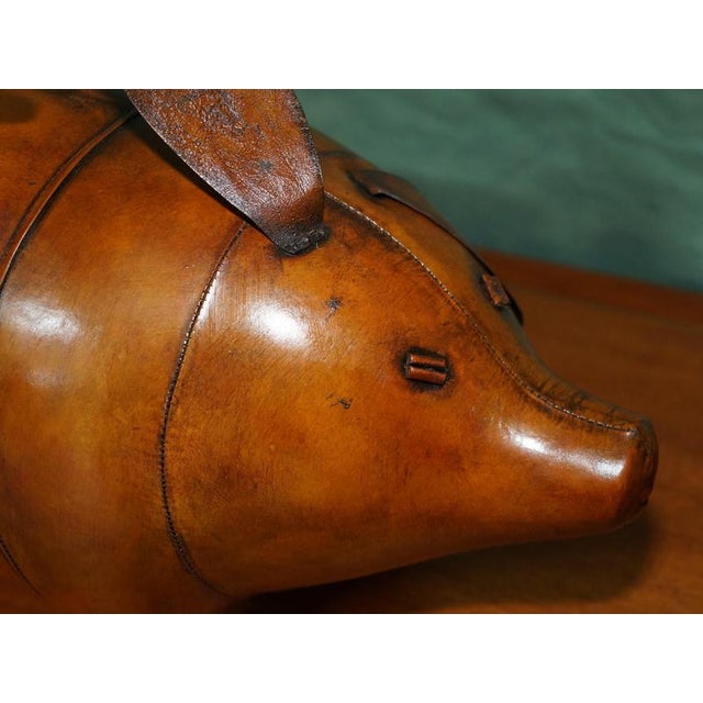 English Omersa Brown Leather Ottoman For Sale - Image 6 of 11