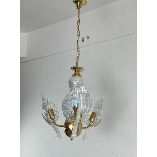 Mid-Century Hanging Light with Murano Glass Leaves, 1960s For Sale - Image 13 of 13