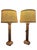Vintage Natural Bamboo Column Table Lamps With Burlap Shades - a Pair For Sale