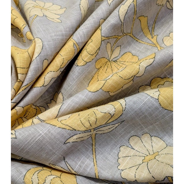 Duralee "Lotus Blossom" Linen Blend Fabric- 6 Yards For Sale - Image 4 of 5