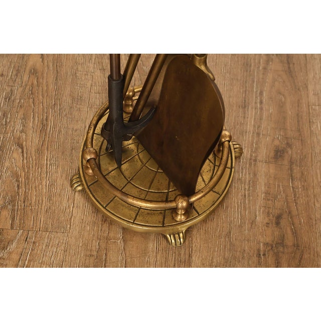 Traditional Brass Fireplace Four-Piece Tool Set For Sale In Philadelphia - Image 6 of 18