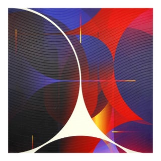 Contemporary Abstract Matte Gel Applied on Fine Art Digital Printed Canvas "Cinabre Nuit Aubergine # Adrénaline" by Jerome Tham Vo My For Sale