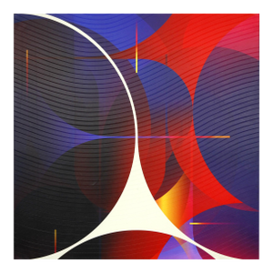 Contemporary Abstract Matte Gel Applied on Fine Art Digital Printed Canvas "Cinabre Nuit Aubergine # Adrénaline" by Jerome Tham Vo My