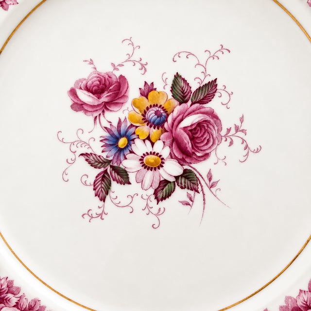 Vintage Tableware by Paragon China "Shadowland" Pattern 12 Place Settings Made in England Rare Circa 1930s Pink Floral Fine Bone China 84 Pieces For Sale - Image 4 of 6