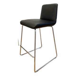 Rolf Benz 626 Sinus Black Leather Skid Bar Stool Designed by Kai Stania For Sale