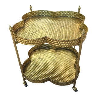 Metal Gold Clover Shaped Bar Cart For Sale