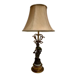 Vintage Paris Apartment Style Bronze Brass Angel Table Lamp
