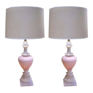 1950s Murano Glass & Alabaster Lamps - a Pair For Sale