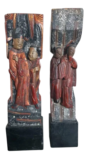 Antique Qing Dynasty Chinese Temple Architectural Ornaments - a Pair