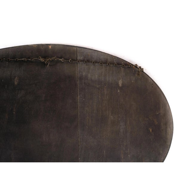 Wood Oval Mirror with Dark Wood Frame, 1920s For Sale - Image 7 of 8