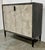 Stylish Modern Farmhouse Gray Wood Two Door Cabinet, blacker cerused wood case, gray painted interior, one shelf, showroom...