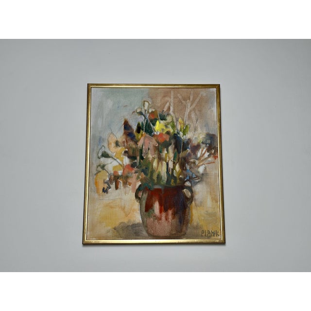 Original swedish oil on canvas – “blomstudie” by pia h.k. Campbell – signed and dated 1982 – framed – 58 × 48 cm (22.8" ×...