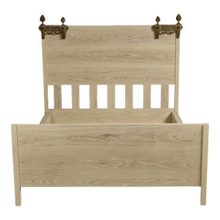 Custom White Ash Wood Bed W/ Headboard + Footboard Queen For Sale