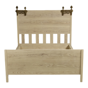 Custom White Ash Wood Bed W/ Headboard + Footboard Queen