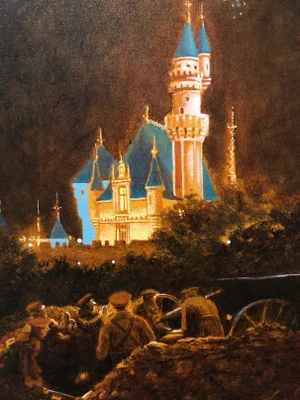 John Bowman, October, Night Scene with Castle and Soldiers Oil Painting, 1989