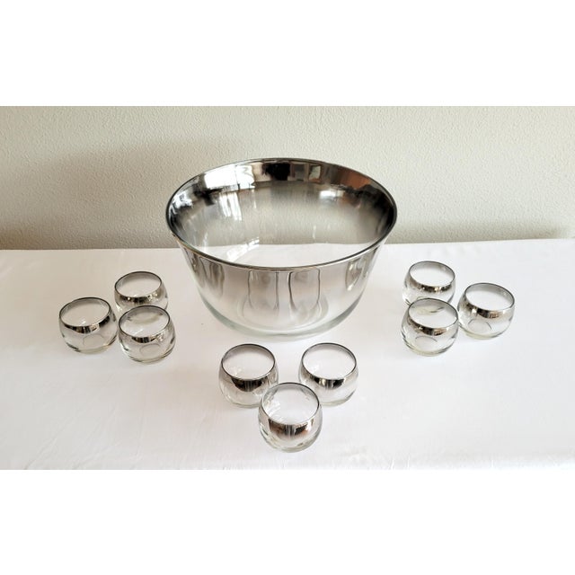 1960s 1960s Mid-Century Modern Dorothy Thorpe Style Roly Poly Punch Bowl & Glasses - Set of 10 For Sale - Image 5 of 7