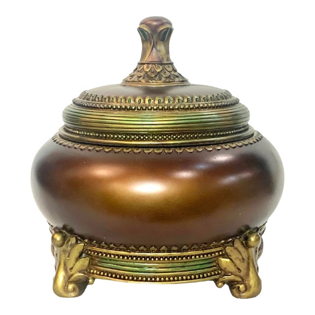 Decorative Bowl With Lid and Velvet Lining For Sale