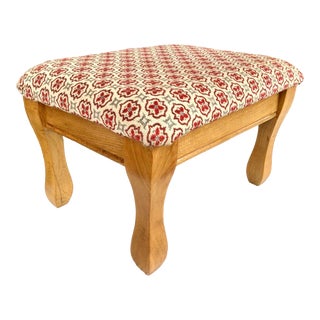 Vintage Pine Upholstered Footstool For Sale