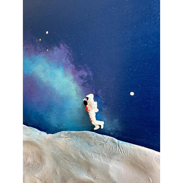 Vera Vizzi, Galaxy Art Celestial Wall Sculpture with Astronaut Figure on Lunar Relief, 2025, Mixed Media For Sale - Image 6 of 10